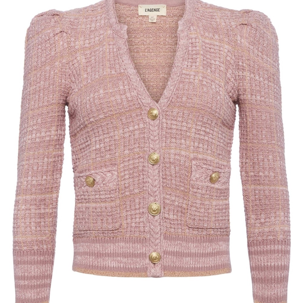 L'AGENCE Blush Textured Cardigan